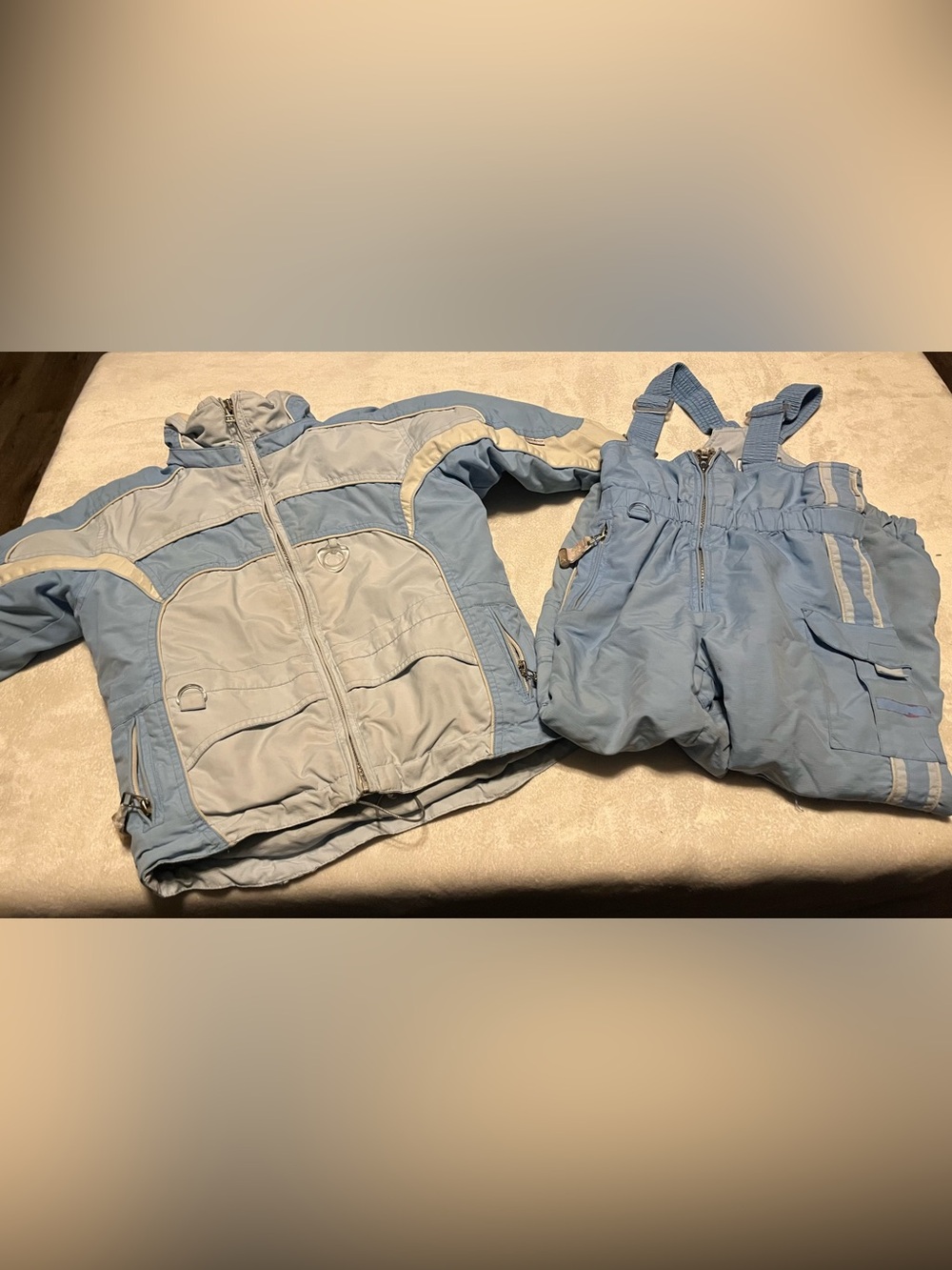 Children's Light Blue Winter Jacket and Bib Snow Pants Set